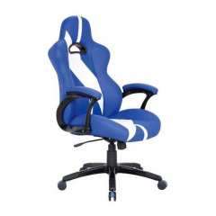 Кресло AMF Форсаж 5 PU синий 67x72x116 см белые вставки Одесса