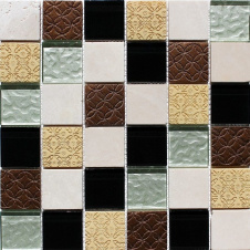 Мозаика из мрамора и стекла VIVACER Mix Beige 300x300 мм