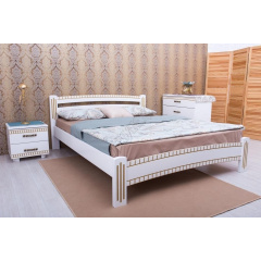 Ліжко МебліЕко Мілана люкс з фрезеруванням 140х200 см слонова кістка (101434) Київ