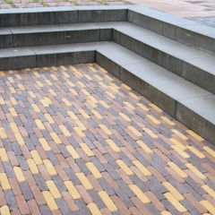 Тротуарна плитка Золотий Мандарин Барселона Антик 186х45х60 мм на сірому цементі персиковий Суми