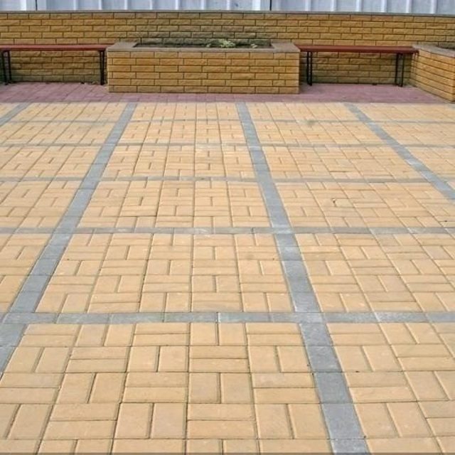 Тротуарная плитка Кирпич стандартный на белом цементе желтый