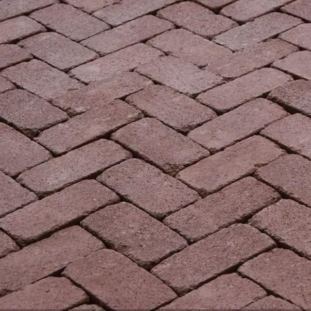 Тротуарная плитка Кирпич Антик на сером цементе бордовый