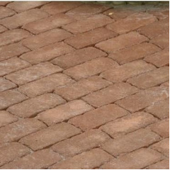 Тротуарная плитка Золотой Мандарин Кирпич Антик 200х100х60 мм на сером цементе персиковый Одесса
