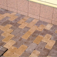 Тротуарна плитка Золотий Мандарин Роттердам Антик 250х120х65 мм персиковий на білому цементі Новомиколаївка