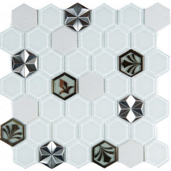 Мозаика мрамор стекло VIVACER SB10, 4,8х5,5 cм Днепр