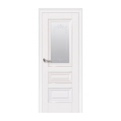 Двері міжкімнатні Новий Стиль ЕЛЕГАНТ Статус зі склом і малюнком 600х2000 мм білий матовий Дніпро
