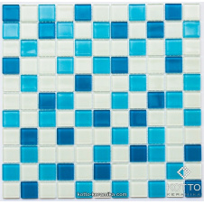 Стеклянная мозаика Котто Керамика GM 4019 C3 BLUE D BLUE M WHITE 300х300х4 мм