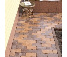 Тротуарная плитка Золотой Мандарин Роттердам Антик 250х120х65 мм на сером цементе коричневый