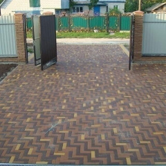 Тротуарна плитка Золотий Мандарин Цегла вузька 210х70х60 мм на сірому цементі коричневий Полтава
