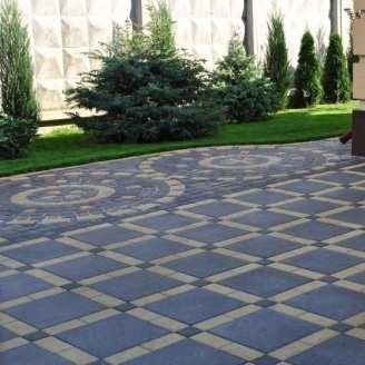 Тротуарная плитка Золотой Мандарин Плита 400х400х60 мм на сером цементе черный