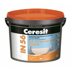 Інтер'єрна латексна фарба Ceresit IN 56 FOR KITCHEN & BATH База А шовковисто-матова 5 л білий Рівне