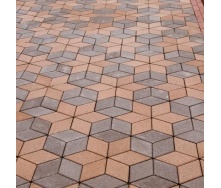 Тротуарна плитка Золотий Мандарин Ромб 150х150х60 мм на сірому цементі персиковий