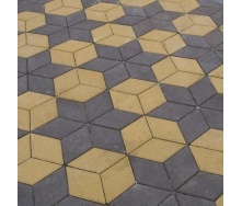 Тротуарна плитка Золотий Мандарин Ромб 150х150х60 мм на білому цементі жовтий