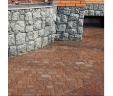 Тротуарная плитка Золотой Мандарин Старый город 120х40 мм на сером цементе персиковый