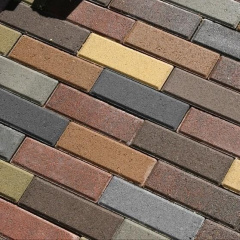 Тротуарна плитка Золотий Мандарин Цегла вузька 210х70х60 мм на сірому цементі червоний Іршава