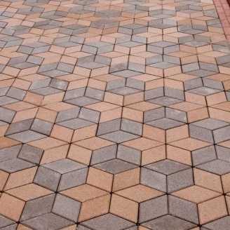 Тротуарная плитка Золотой Мандарин Ромб 150х150х60 мм на сером цементе персиковый