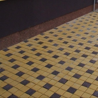 Тротуарная плитка Золотой Мандарин Квадрат малый 100х100х60 мм на сером цементе коричневый