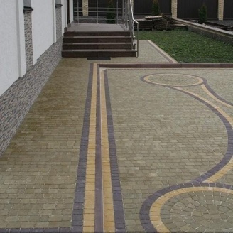 Тротуарная плитка Золотой Мандарин Креатив 60 мм на сером цементе горчичный