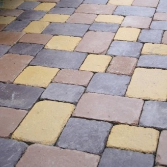 Тротуарная плитка Золотой Мандарин Плац 160х60 мм на сером цементе коричневый
