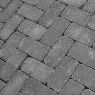 Тротуарная плитка Золотой Мандарин Кирпич Антик 200х100х60 мм на сером цементе черный