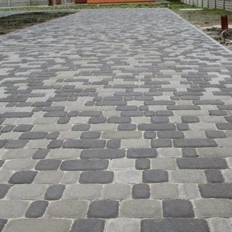 Тротуарная плитка Золотой Мандарин Старый город 120х60 мм на сером цементе черный