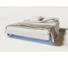 ліжко 140 Б`янко білий глянець + дуб сонома Світ Меблів