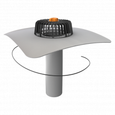 Кровельная воронка TOPWET TWJЕ 75 PVC с приваренным фартуком из ПВХ-мембраны, с листоуловлювачем и электроподогревом