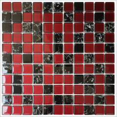 Стеклянная мозаика Керамик Полесье Gretta Black Karmazin Mix колотое стекло 300х300 мм Хмельницкий