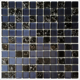 Стеклянная мозаика Керамик Полесье Gretta Black Graphite Mix колотое стекло 300х300 мм