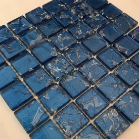 Стеклянная мозаика Керамик Полесье Gretta Deep Blue колотое стекло 300х300 мм