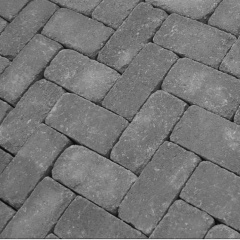 Тротуарна плитка Золотий Мандарин Цегла Антик 200х100х60 мм на сірому цементі чорний Київ