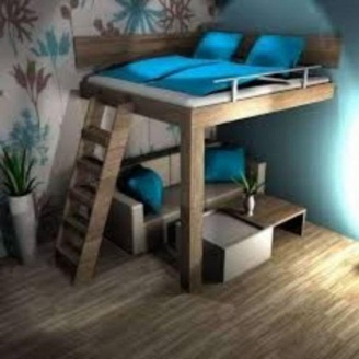 Двухьярусная кровать в стиле LOFT (Bed-033)