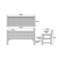 Лавочка со спинкой 1800 х 690 мм Garden park bench 02 Энергодар