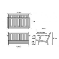 Крамниця зі спинкою 1400 х 880 мм від виробника Garden park bench 03 Долина