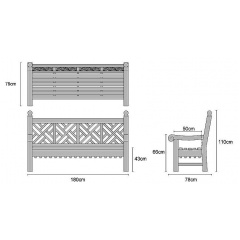 Лавочка со спинкой 1800 х 500 мм Ужгород