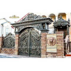 Ковані ворота розпашні закриті з аркою і литими елементами Київ