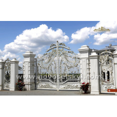 Кованые распашные открытые ворота с калиткой слоновой кости Киев