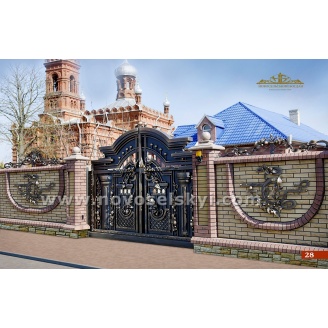 Ковані ворота відкатні закриті з колонами А1111828