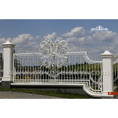 Кованая ограда прямая открытая цвета слоновой кости А2109 Киев