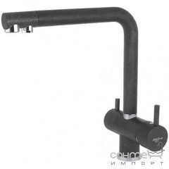 Гранітний змішувач для кухні з підключенням до фільтру AquaSanita 2663-601 чорний металік Вінниця