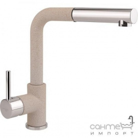 Гранитный смеситель для кухни с выдвижной лейкой AquaSanita Modus 2383-111 силика