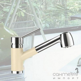 Смеситель для кухни с выдвижной лейкой Schock Pila 541120 эмаль в цвете Cristalite 14 crema