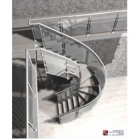 Мраморная лестница со стеклянными перилами