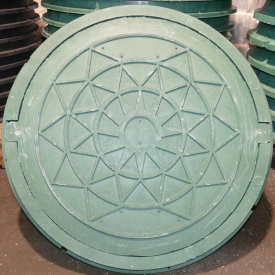 Каналізаційний люк полімерпіщаний із замком 1 т зелений
