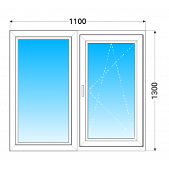 Вікно з двох частин Köning А70 з двокамерним енергозберігаючим склопакетом 1100x1300 мм Ужгород