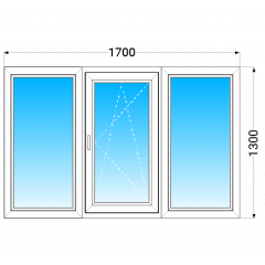 Вікно з трьох частин aluplast IDEAL2000 з двокамерним енергозберігаючим склопакетом 1700x1300 мм Житомир