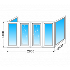 Балкон п-образный OPEN TECK Elit 70 с однокамерным энергосберегающим стеклопакетом 1400x2800x800 мм Одесса