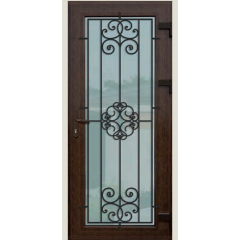 Металлопластиковые фасадные двери KR-12 900х2050 мм Орех Киев