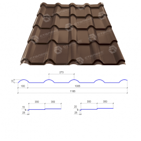 Металочерепиця Сталекс AFINA 400/20 0,50x1185 PEMA RAL 8017 Польща