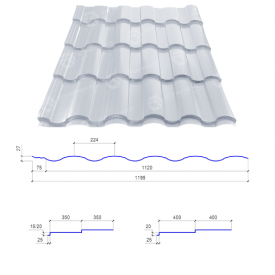 Металочерепиця Сталекс VALENCIA 350/15 0,50х1195 PEMA RAL 9005 Німеччина